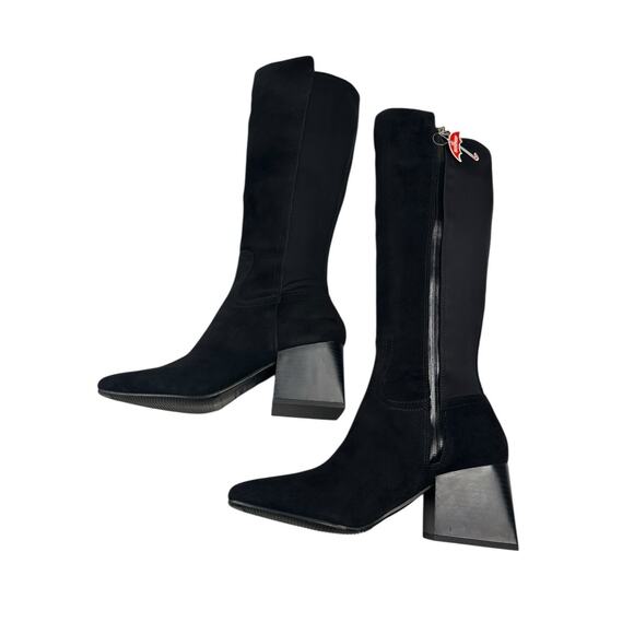Blondo Tenor Womens Waterproof Black Suede Stretch Tall Boots Size 8.5M New $220 - Picture 7 of 13